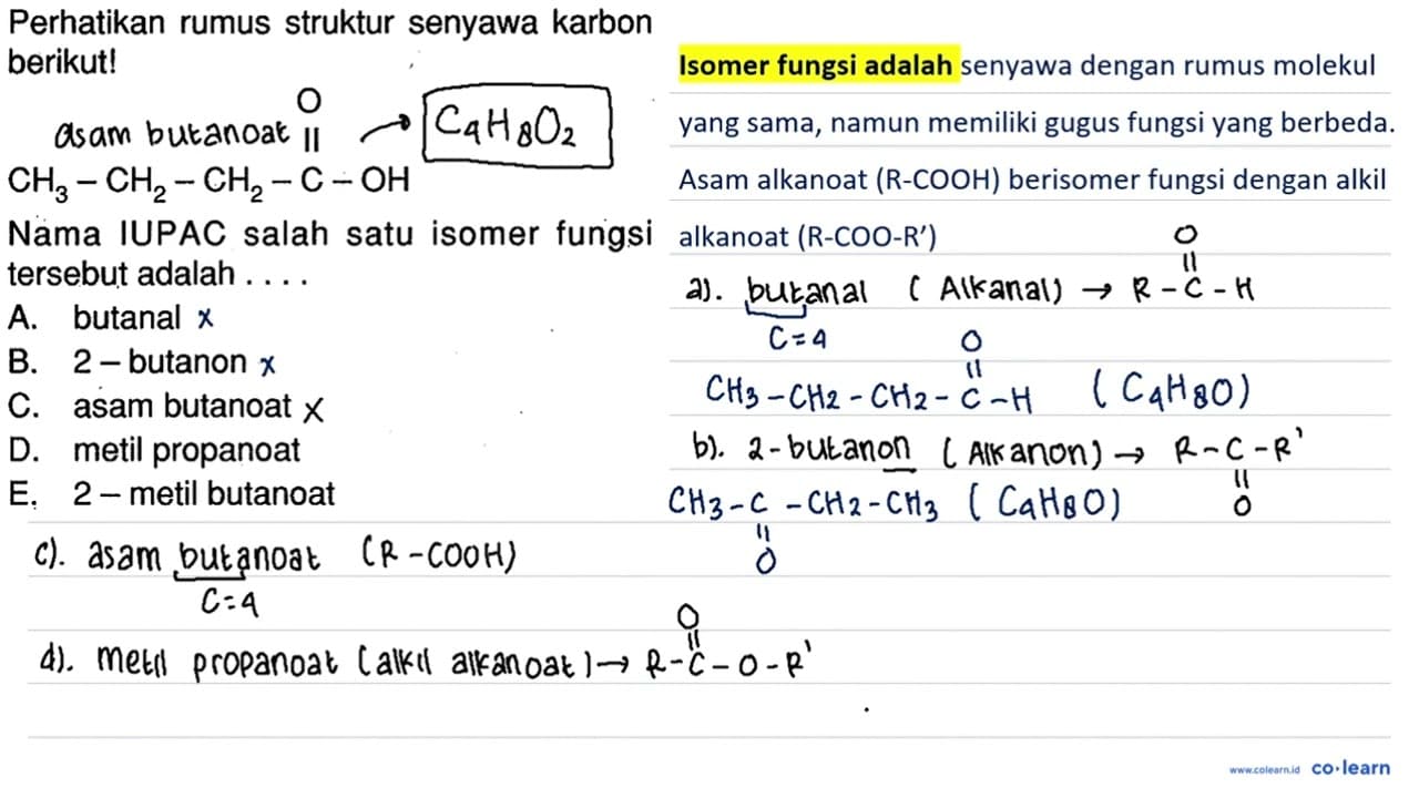 Perhatikan rumus struktur senyawa karbon berikut! CH3 - CH2