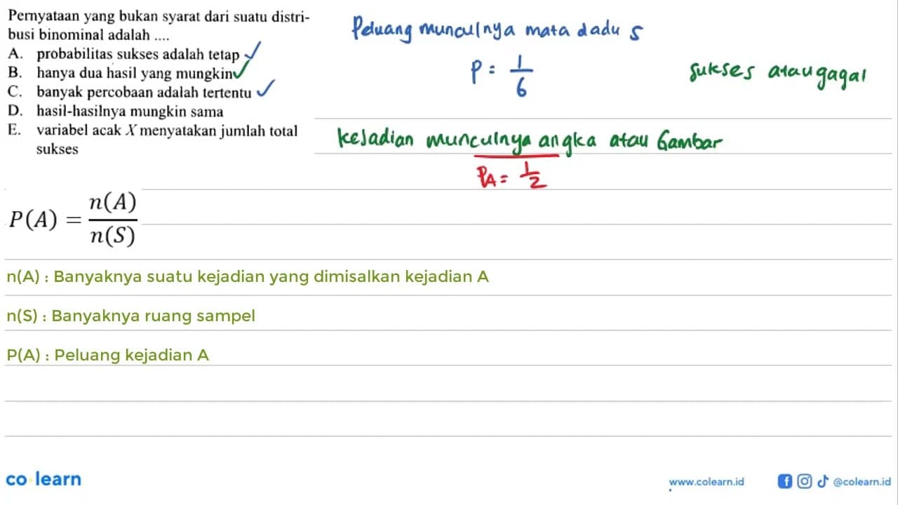 Pernyataan yang bukan syarat dari suatu distribusi