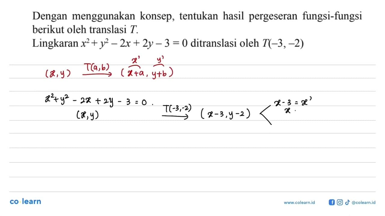 Dengan menggunakan konsep, tentukan hasil pergeseran