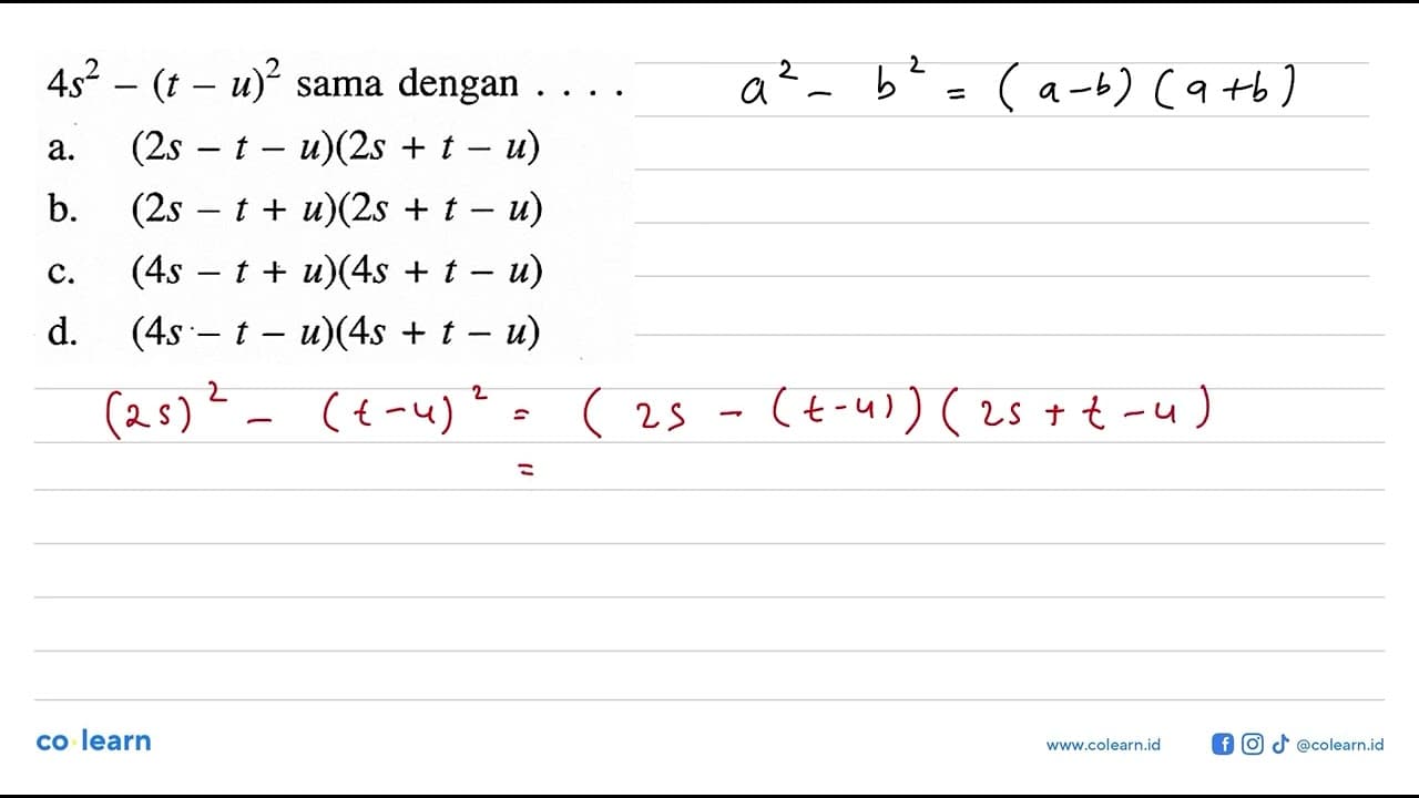 4s^2-(t-u)^2 sama dengan ....