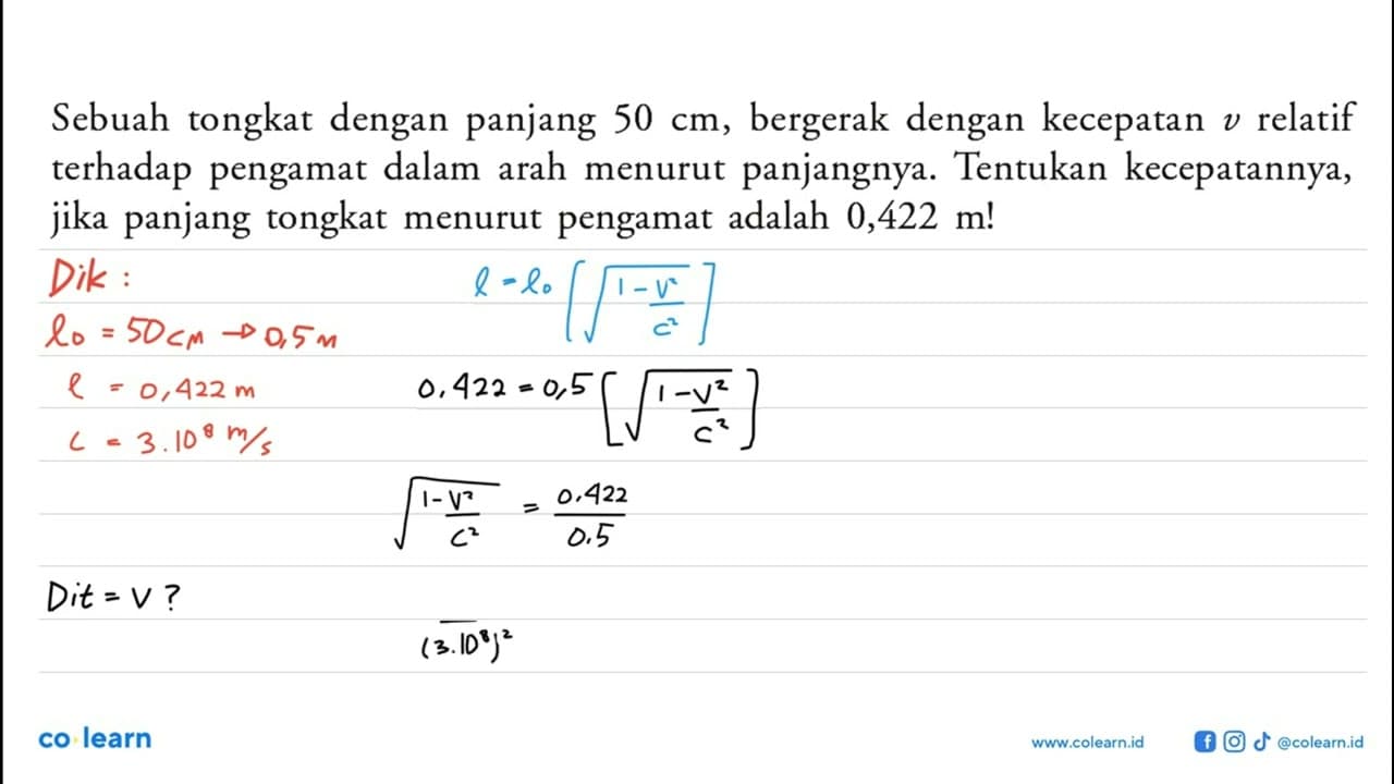 Sebuah tongkat dengan panjang 50 cm , bergerak dengan