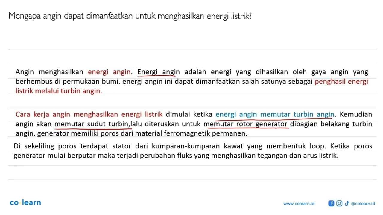 Mengapa angin dapat dimanfaatkan untuk menghasilkan energi