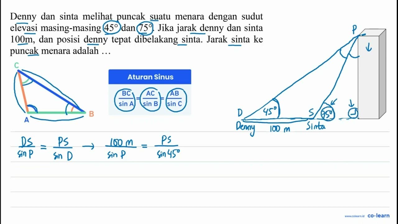 Denny dan sinta melihat puncak suatu menara dengan sudut