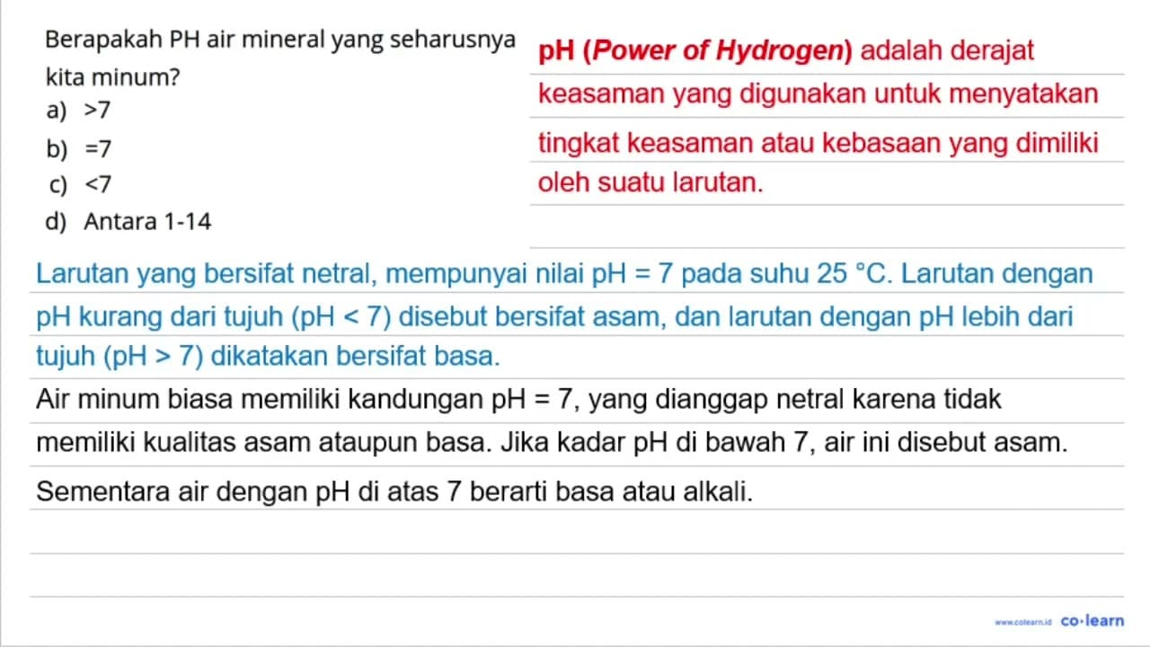 Berapakah PH air mineral yang seharusnya kita minum?