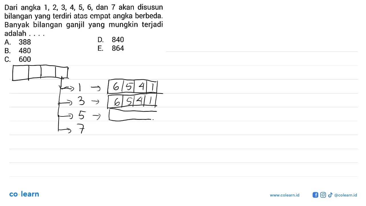 Dari angka 1,2,3,4,5,6, dan 7 akan disusun bilangan yang