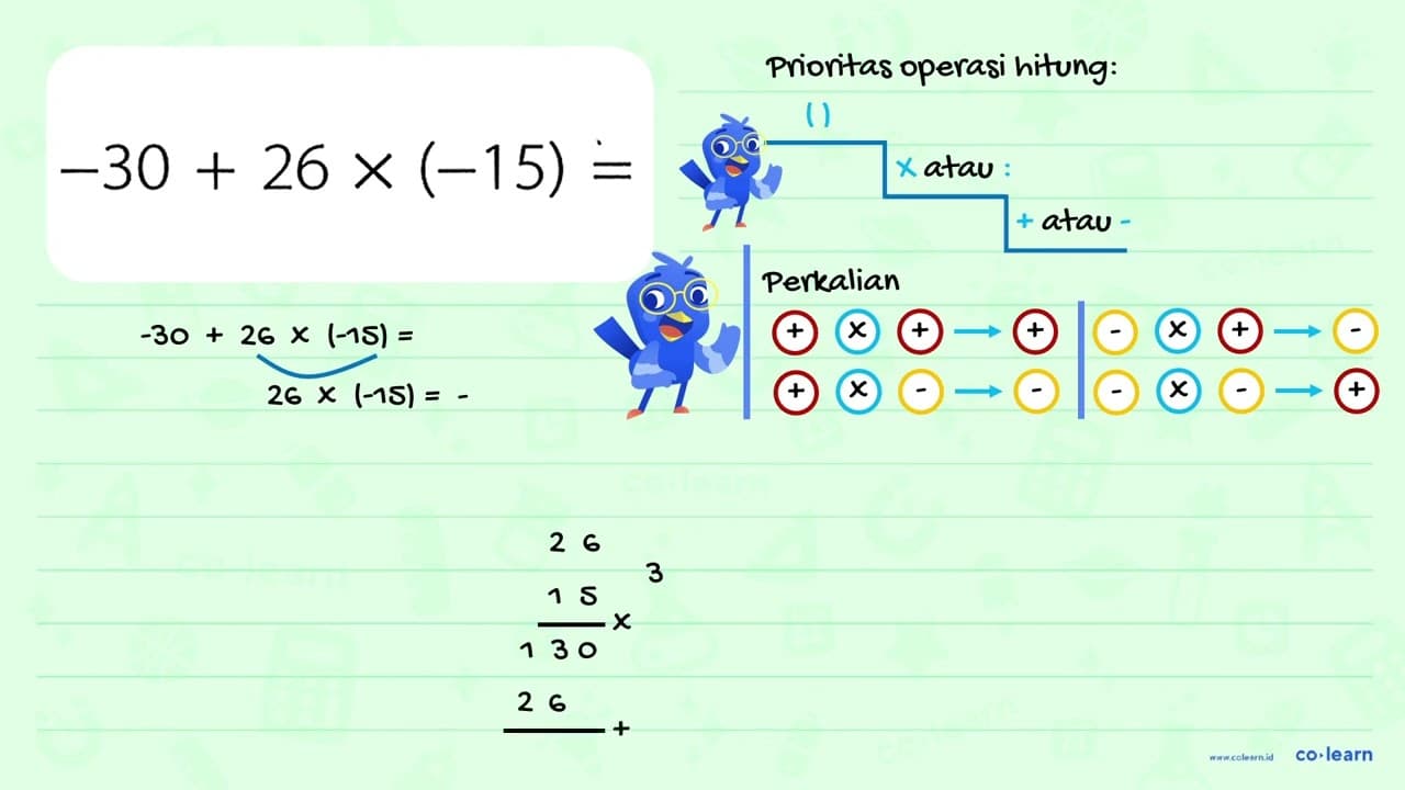 -30 + 26 x (-15) = ....