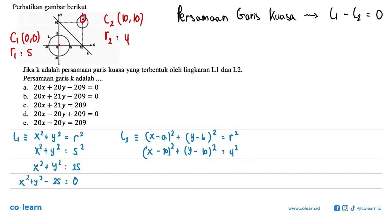 Perhatikan gambar berikuty L2 B L1 -5 0 5 10 x-5 kJika k