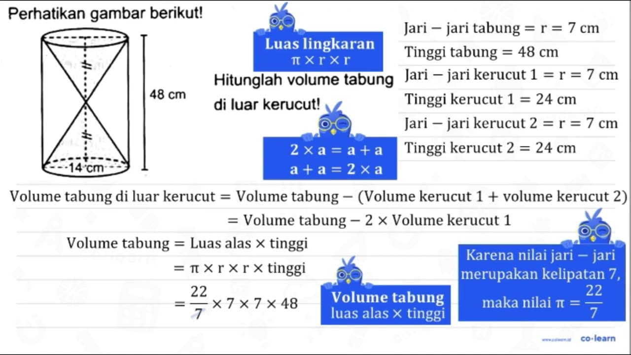 Perhatikan gambar berikut! Hitunglah volume tabung di luar