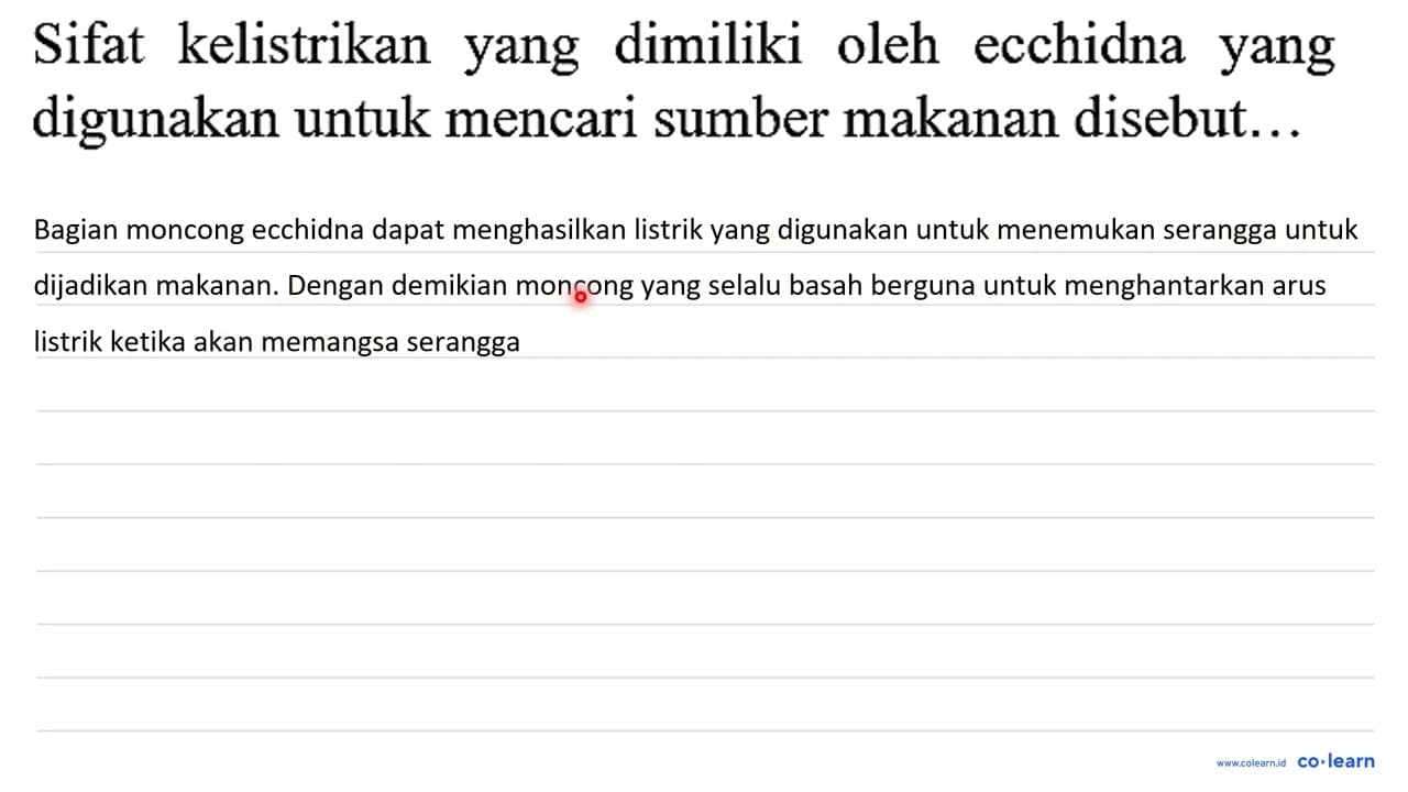 Sifat kelistrikan yang dimiliki oleh ecchidna yang