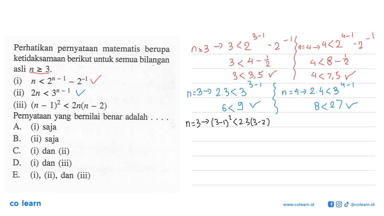 Perhatikan pernyataan matematis berupa ketidaksamaan