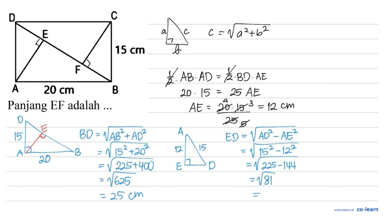 Panjang EF adalah ...