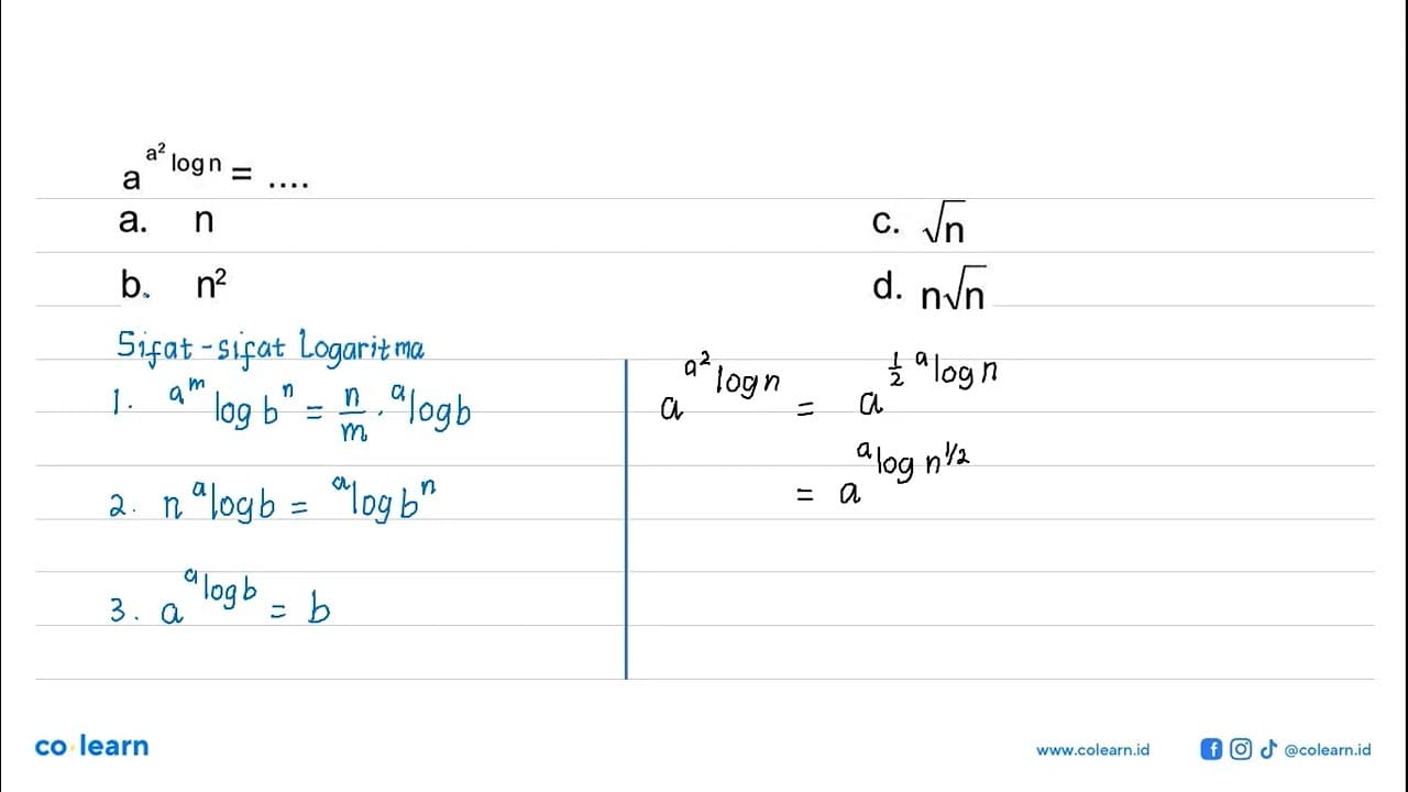 a^(a^(2)log n)=....