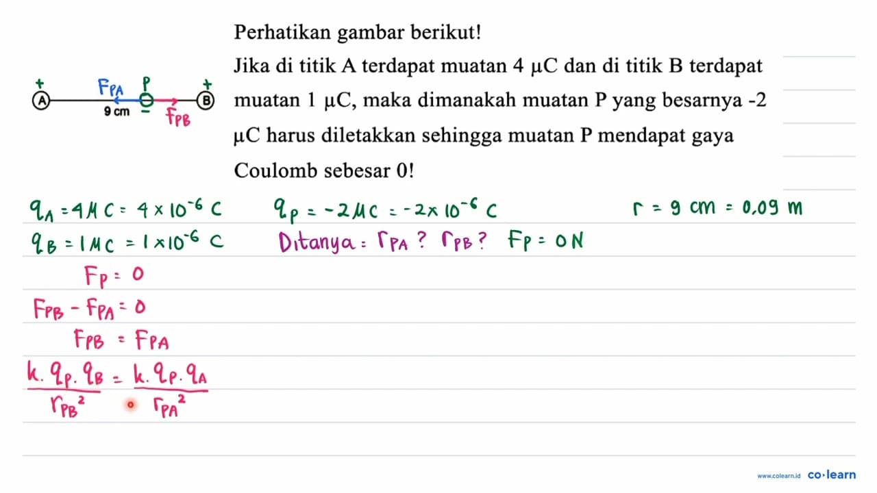 Perhatikan gambar berikut! Jika di titik A terdapat muatan