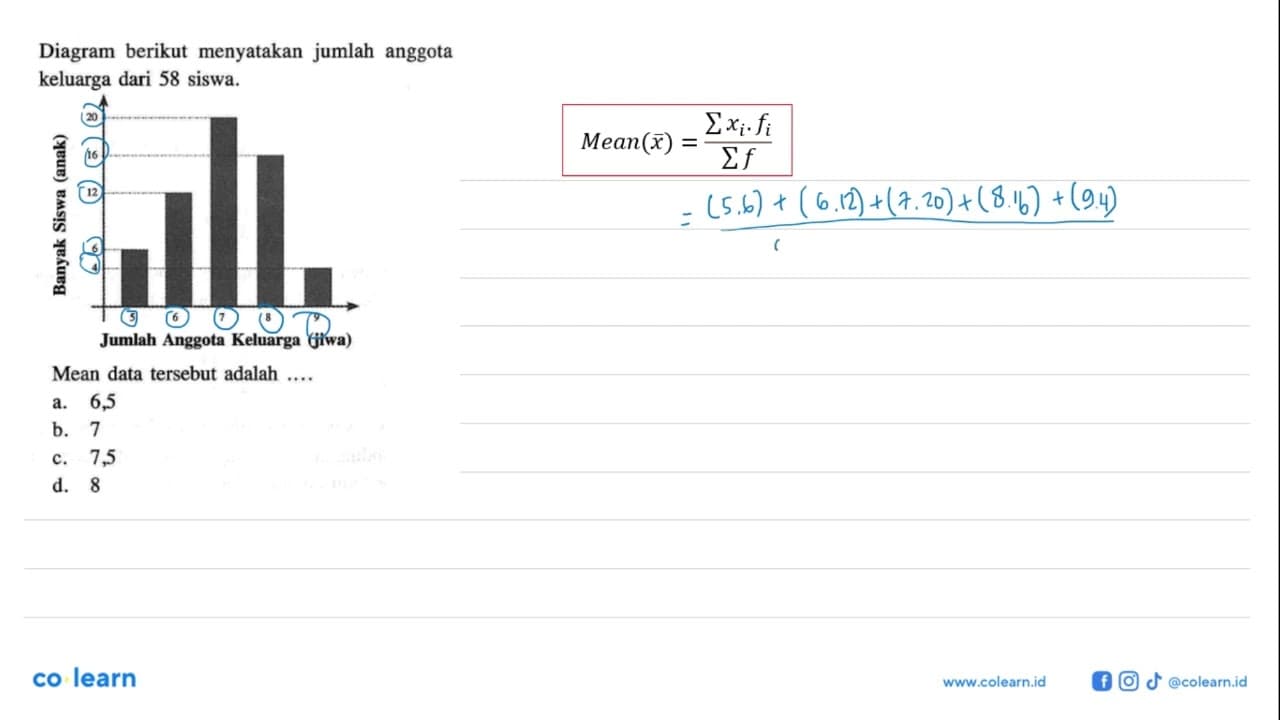 Diagram berikut menyatakan jumlah anggota keluarga dari 58