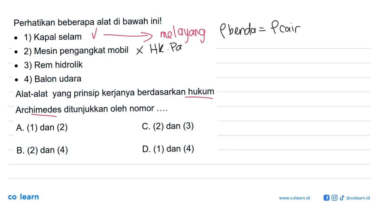 Perhatikan beberapa alat di bawah ini! 1) Kapal selam 2)