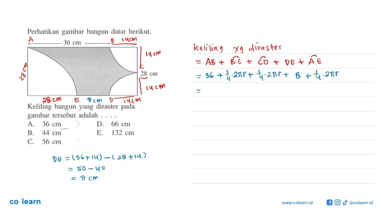 Perhatikan gambar bangun datar berikut. 36 cm 28 cm