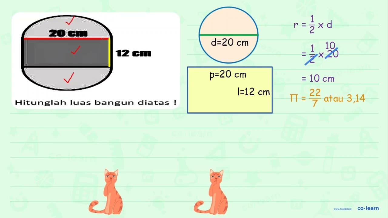 Hitunglah luas bangun diatas! 20 cm 12 cm