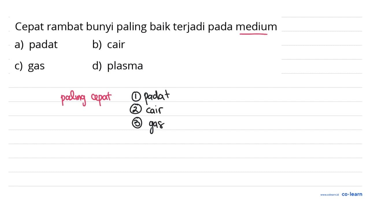 Cepat rambat bunyi paling baik terjadi pada medium