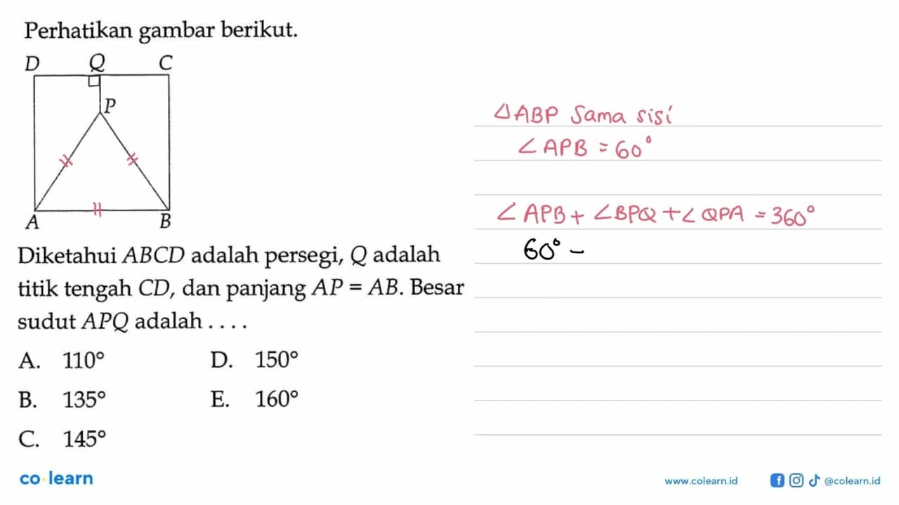 Perhatikan gambar berikut. A B C D P Q Diketahui ABCD