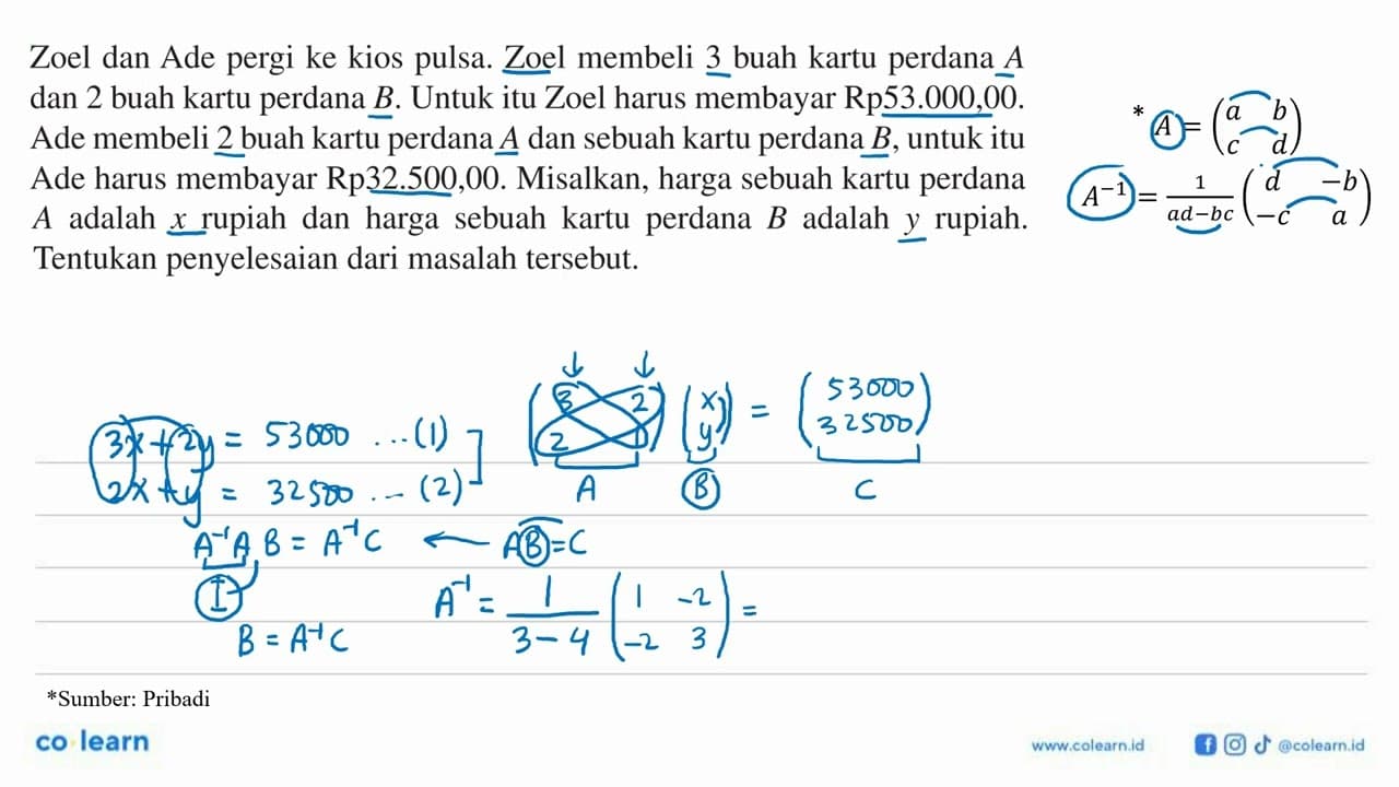 Zoel dan Ade pergi ke kios Zoel membeli 3 buah kartu