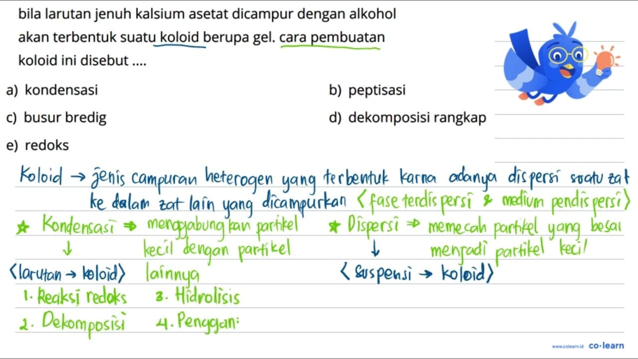 bila larutan jenuh kalsium asetat dicampur dengan alkohol