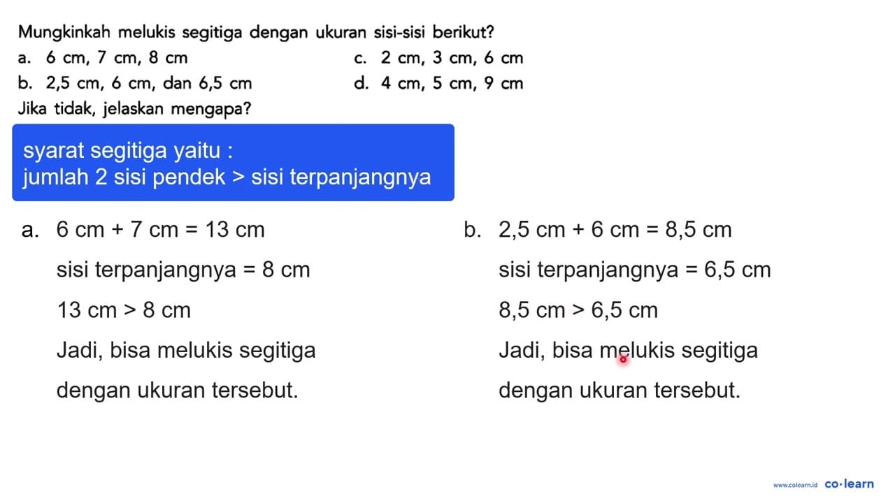 Mungkinkah melukis segitiga dengan ukuran sisi-sisi