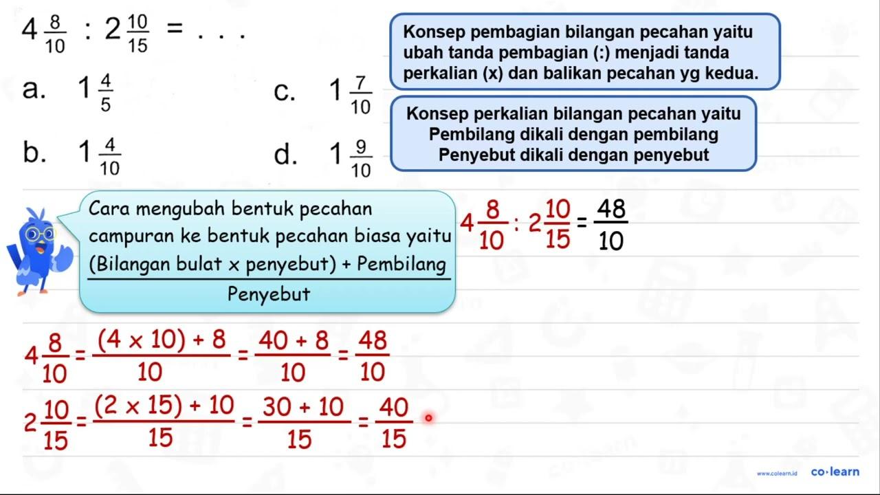 4 (8)/(10): 2 (10)/(15)=... a. 1 (4)/(5) C. 1 (7)/(10) b. 1