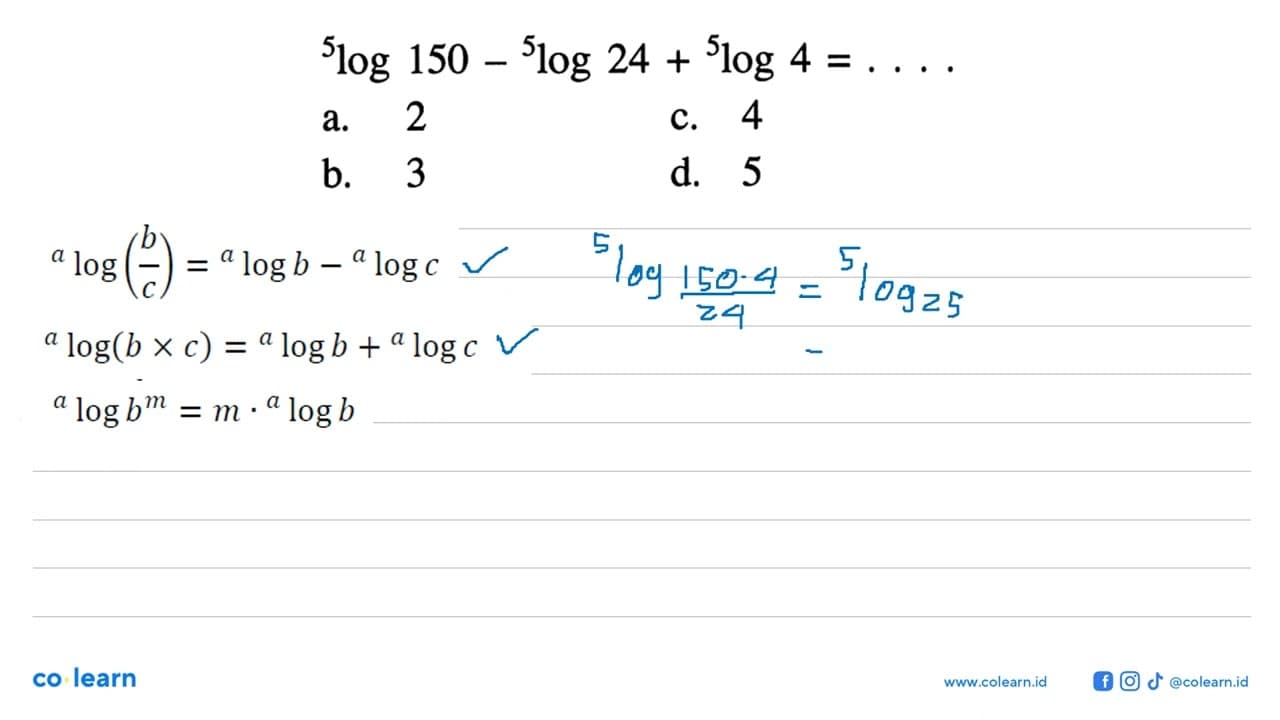 5log150-5log24+5log4=...