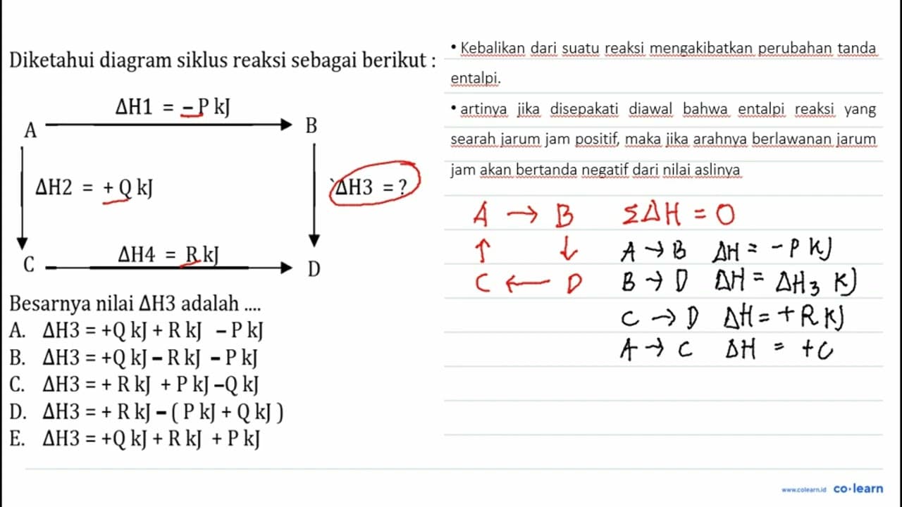 Diketahui diagram siklus reaksi sebagai berikut: segitiga