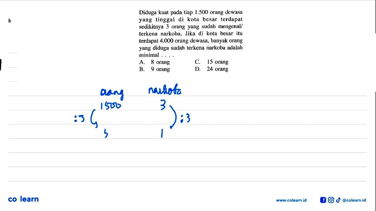 Diduga kuat pada tiap 1.500 orang dewasa yang tinggal di