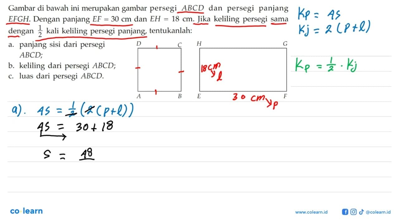 Gambar di bawah ini merupakan gambar persegi ABCD dan