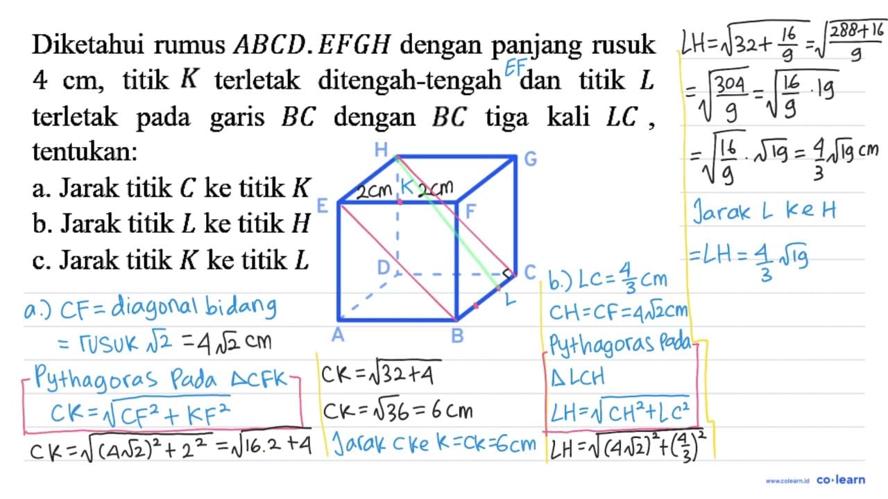 Diketahui rumus A B C D . E F G H dengan panjang rusuk 4 cm