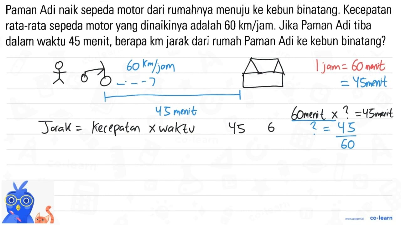 Paman Adi naik sepeda motor dari rumahnya menuju ke kebun