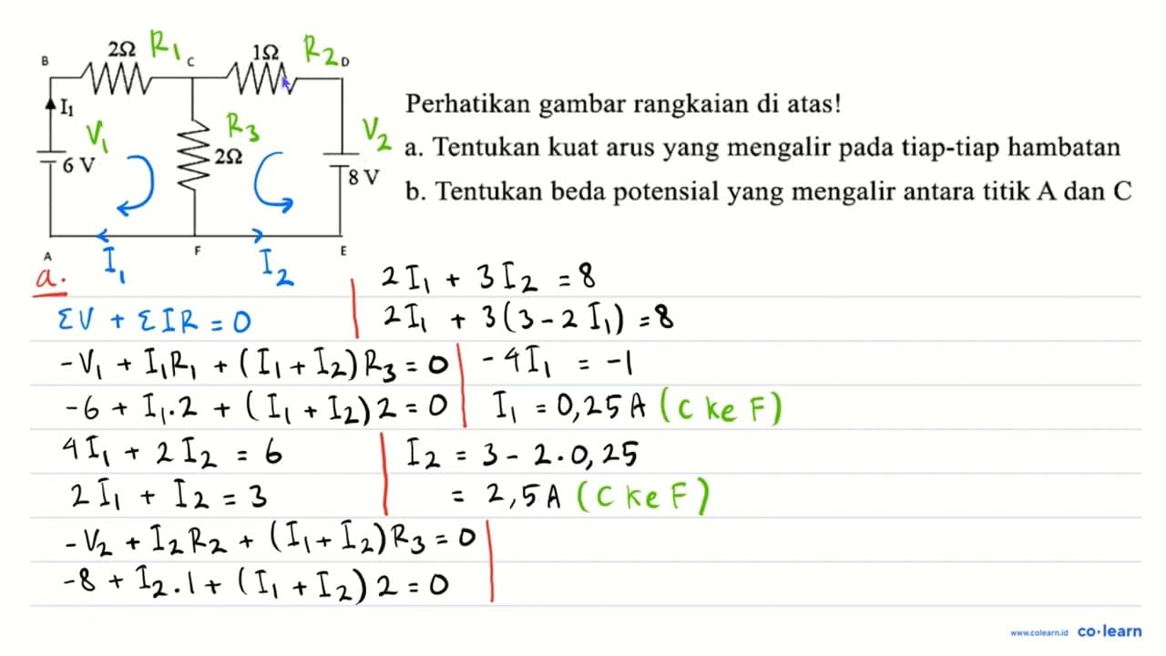 Perhatikan gambar rangkaian di atas! B 2 ohm C 1 ohm D I1