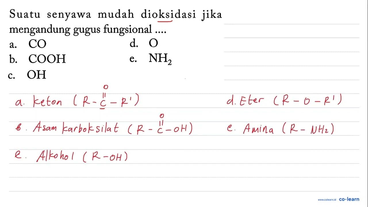 Suatu senyawa mudah dioksidasi jika mengandung gugus