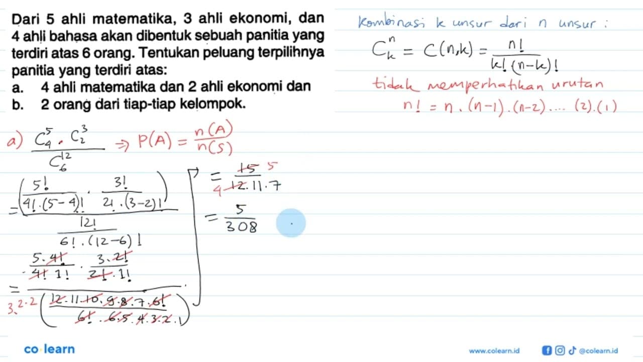 Dari 5 ahli matematika, 3 ahli ekonomi, dan 4 ahli bahasa