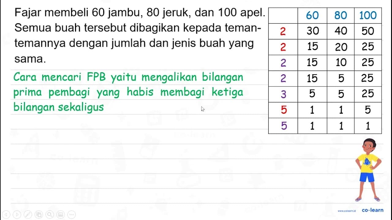 Dari soal cerita pada nomor 62, berapa kombinasi jambu,