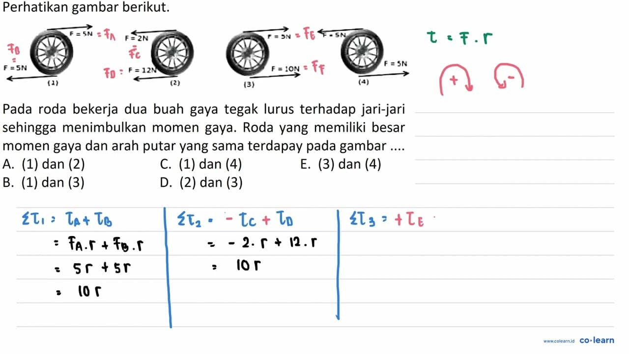 Perhatikan gambar berikut. F = 5 N F = 5 N (1) F = 2 N F =