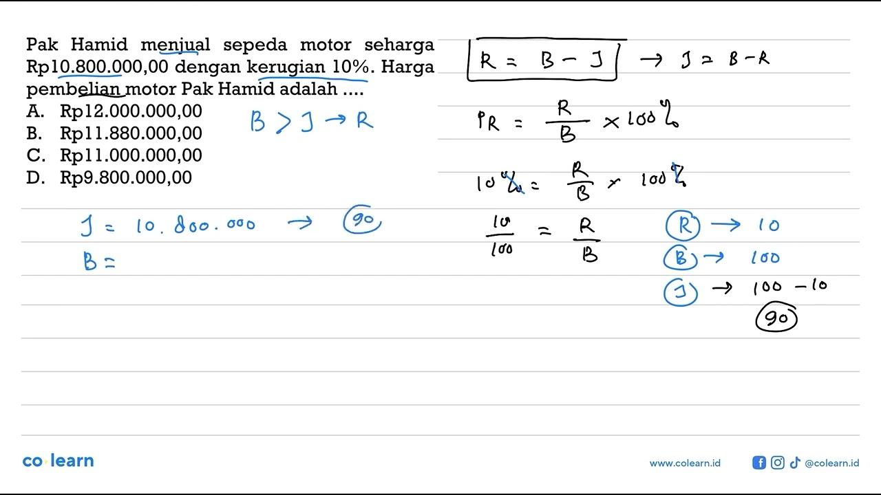 Pak Hamid menjual sepeda motor seharga Rpl0.800.000,00