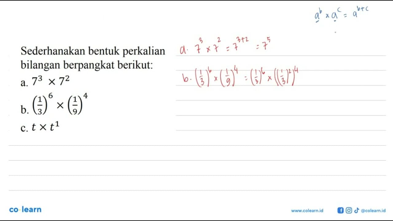 Sederhanakanlah bentuk perkalian bilangan berpangkat