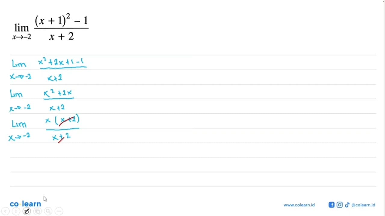 lim x->-2 ((x+1)^2-1)/(x+2)