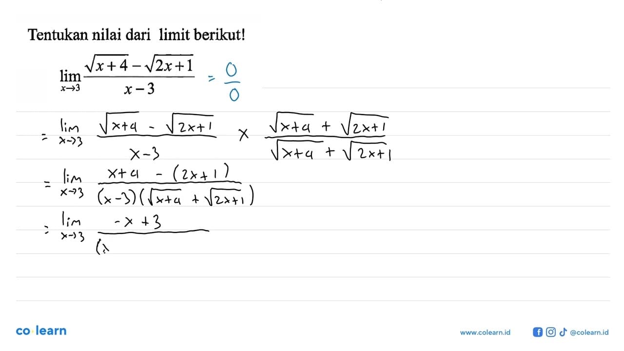 Tentukan nilai dari limit berikut!limit x->3