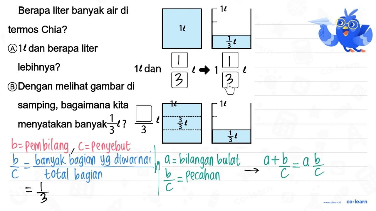 Berapa liter banyak air di termos Chia? (A) 1 l dan berapa