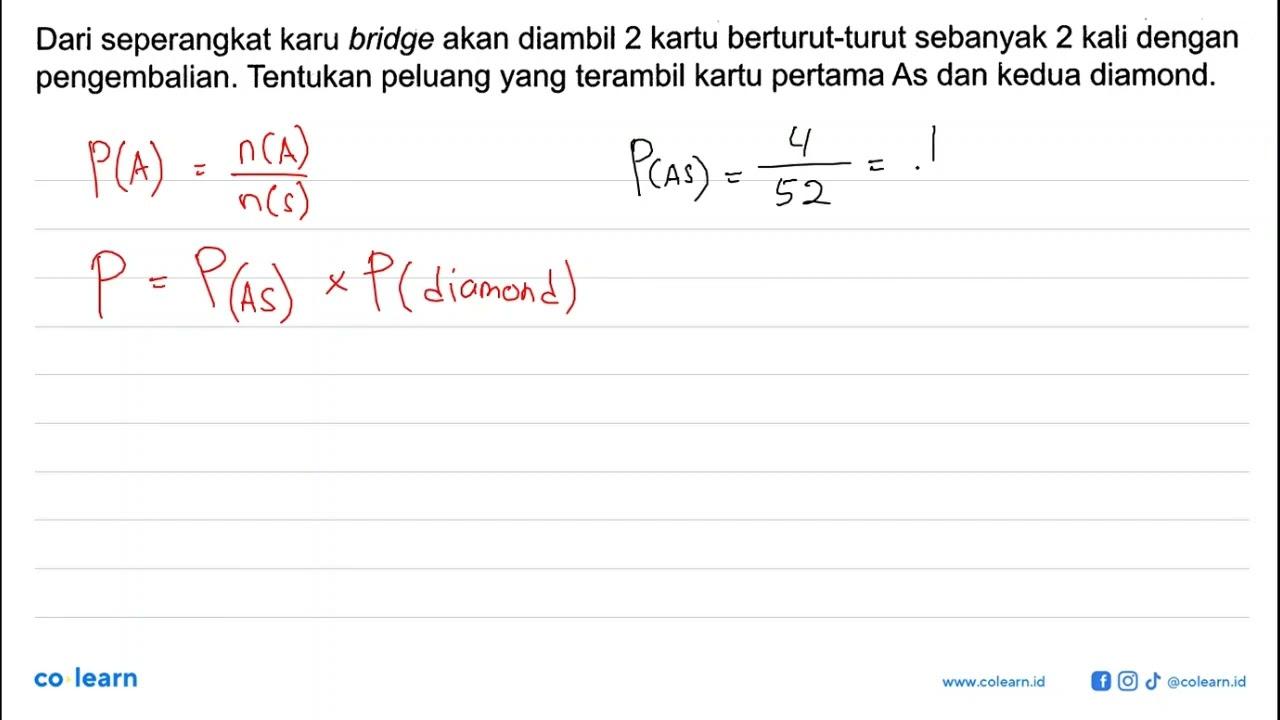 Dari seperangkat karu bridge akan diambil 2 kartu