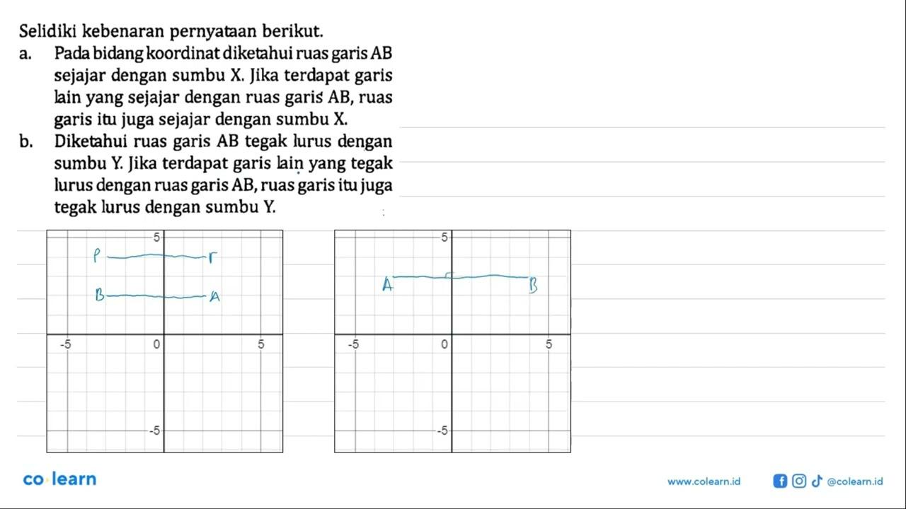 Selidiki kebenaran pernyataan berikut. a. Pada bidang