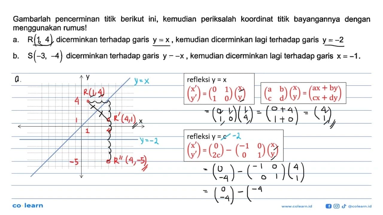 Gambarlah pencerminan titik berikut ini, kemudian