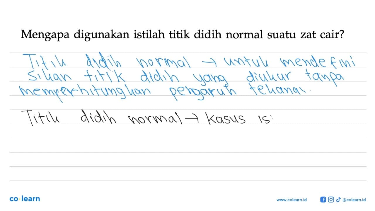 Mengapa digunakan istilah titik didih normal suatu zat