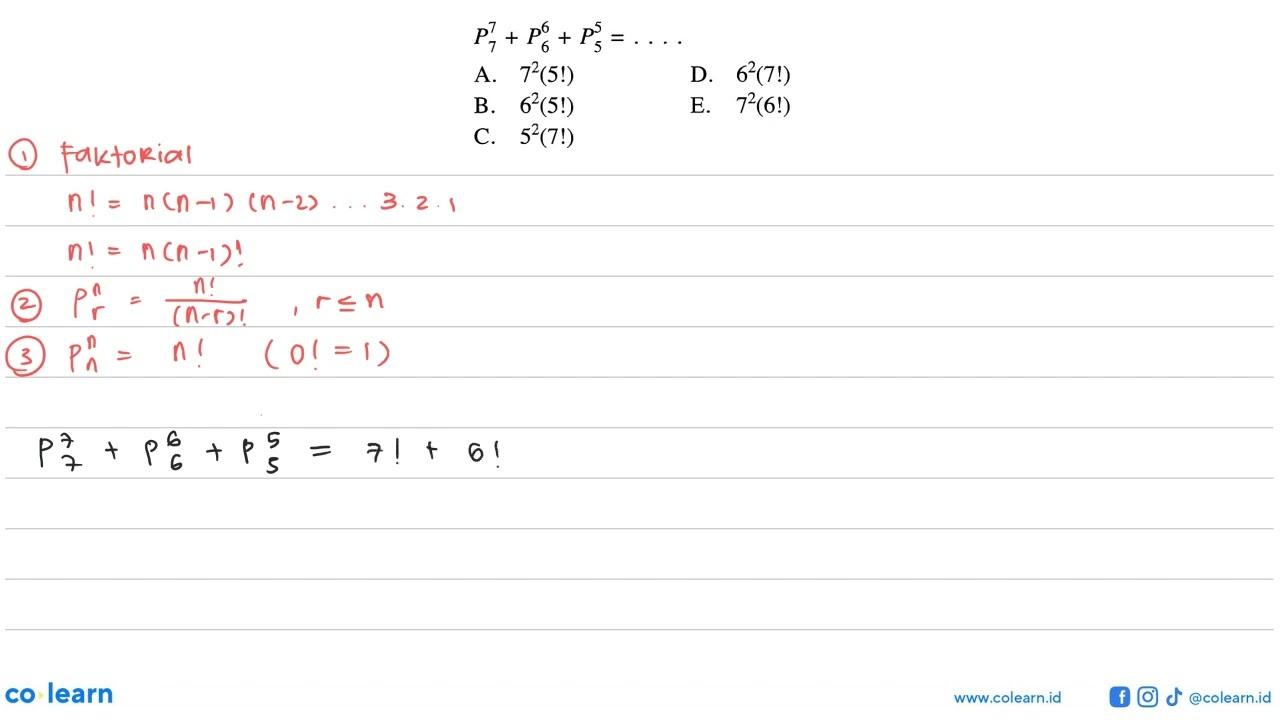 7 P 7 + 6 P 6 + 5 P 5 = ...