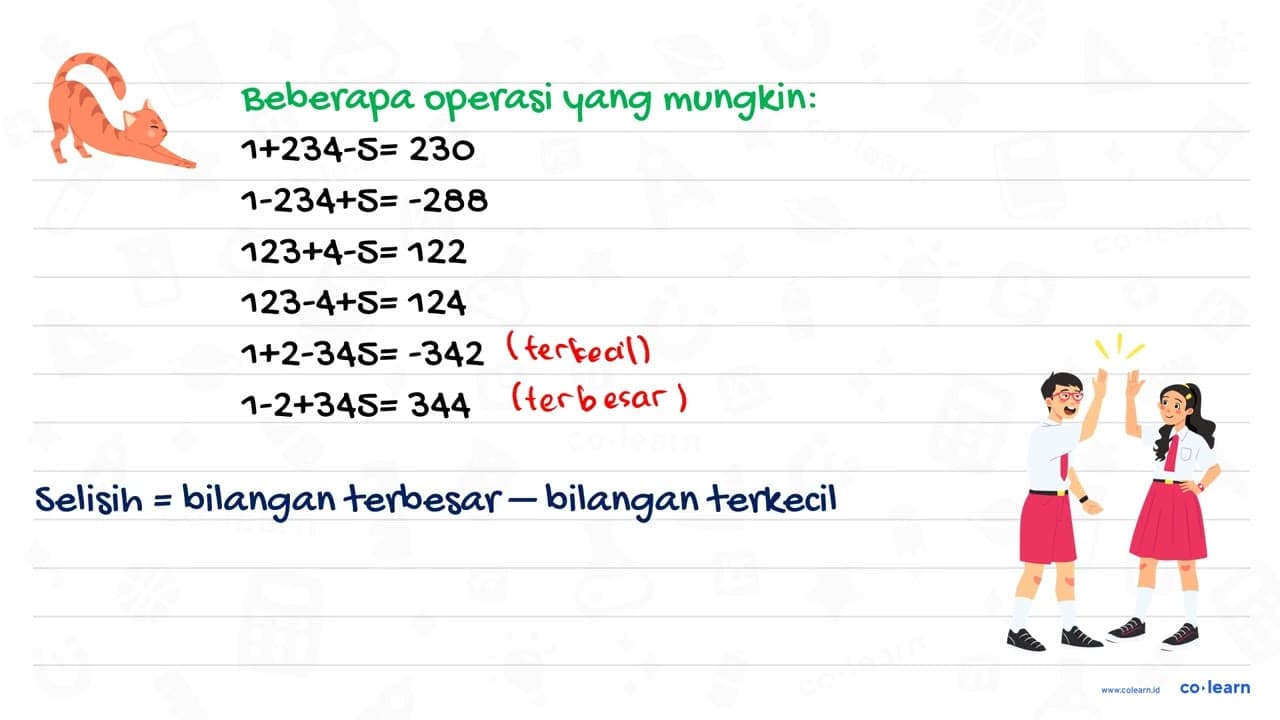 Diketahui susunan lima angka 1 2 3 4 5. Sebuah tanda (+)