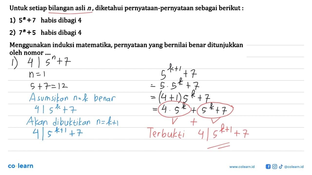 Untuk setiap bilangan asli n, diketahui